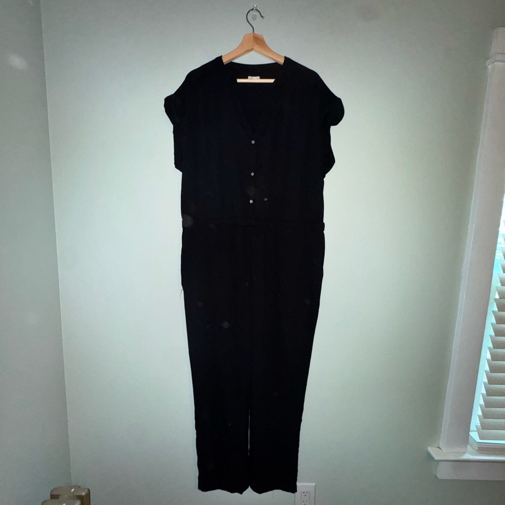 J. Crew Factory Black Button Down Dolman Sleeve Jumpsuit